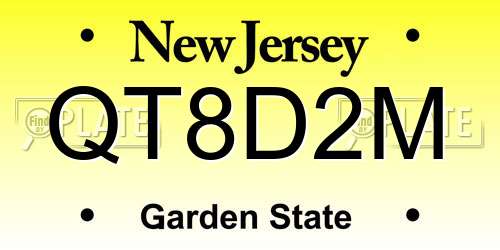 QT8D2M New Jersey License Plate