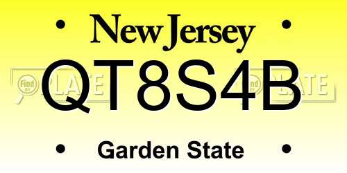 QT8S4B New Jersey License Plate