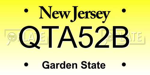 QTA52B New Jersey License Plate