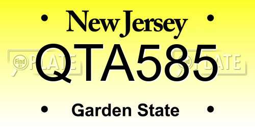 QTA585 New Jersey License Plate