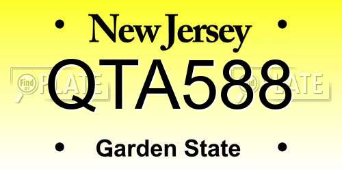 QTA588 New Jersey License Plate