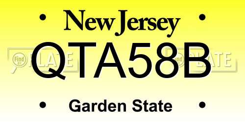 QTA58B New Jersey License Plate