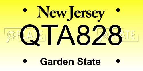 QTA828 New Jersey License Plate