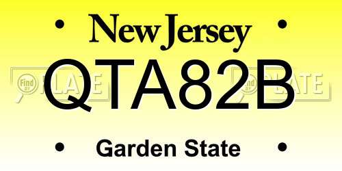 QTA82B New Jersey License Plate
