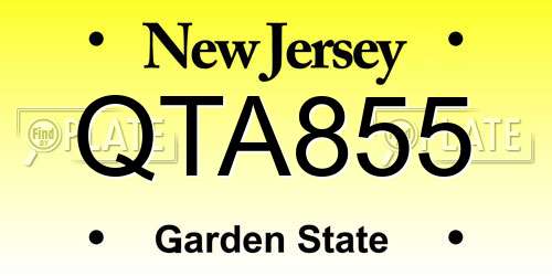 QTA855 New Jersey License Plate
