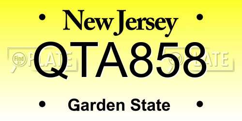 QTA858 New Jersey License Plate