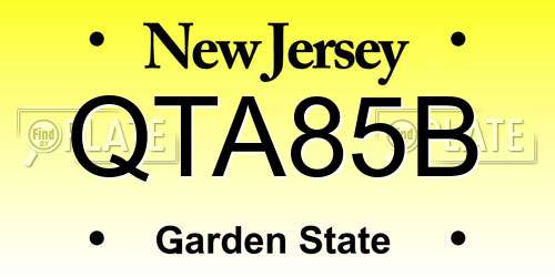QTA85B New Jersey License Plate