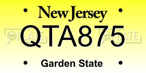 QTA875 New Jersey License Plate