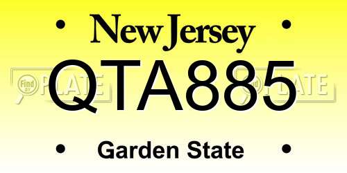 QTA885 New Jersey License Plate
