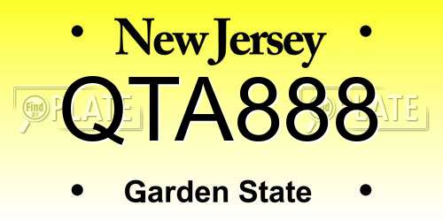 QTA888 New Jersey License Plate