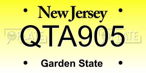 QTA905 New Jersey License Plate