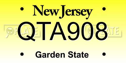 QTA908 New Jersey License Plate