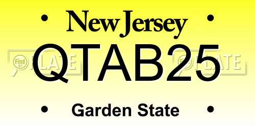 QTAB25 New Jersey License Plate