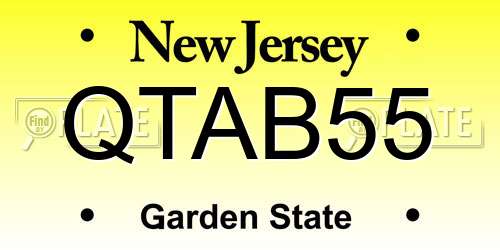QTAB55 New Jersey License Plate