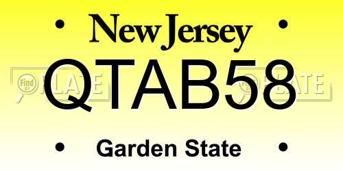 QTAB58 New Jersey License Plate