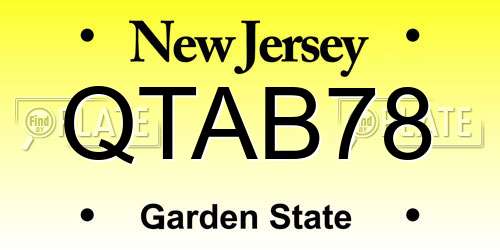 QTAB78 New Jersey License Plate