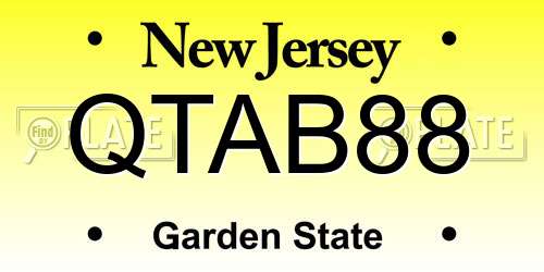 QTAB88 New Jersey License Plate