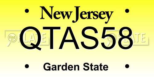 QTAS58 New Jersey License Plate
