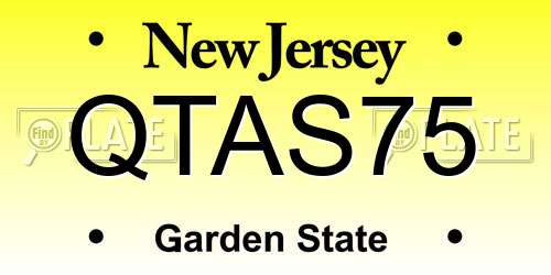 QTAS75 New Jersey License Plate