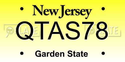 QTAS78 New Jersey License Plate