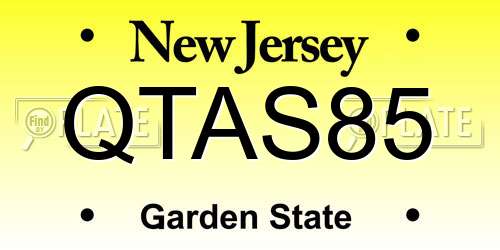 QTAS85 New Jersey License Plate