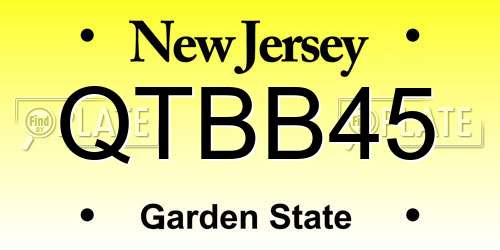 QTBB45 New Jersey License Plate