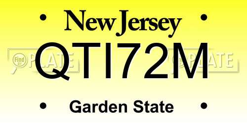 QTI72M New Jersey License Plate