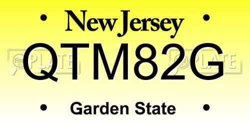QTM82G New Jersey License Plate