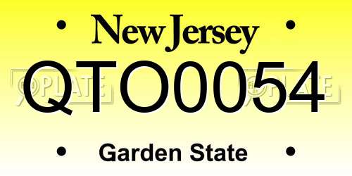 QTO0054 New Jersey License Plate