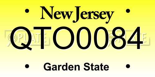 QTO0084 New Jersey License Plate