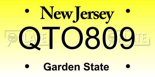 QTO809 New Jersey License Plate