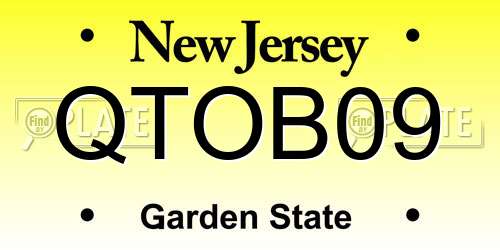QTOB09 New Jersey License Plate