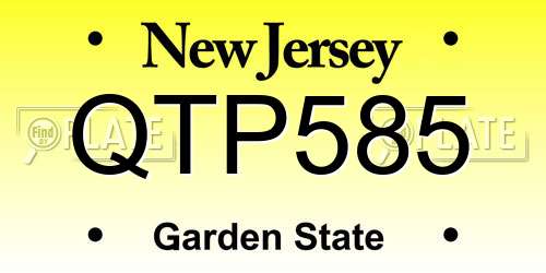 QTP585 New Jersey License Plate
