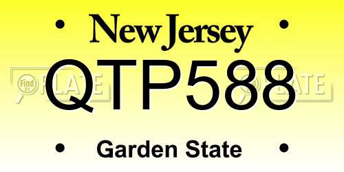 QTP588 New Jersey License Plate