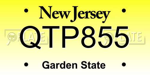 QTP855 New Jersey License Plate