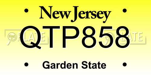 QTP858 New Jersey License Plate