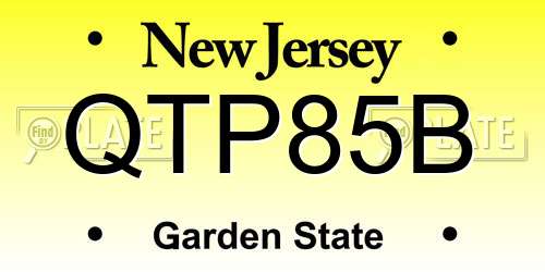 QTP85B New Jersey License Plate
