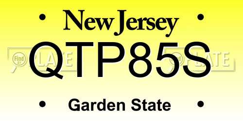 QTP85S New Jersey License Plate