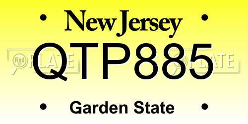 QTP885 New Jersey License Plate