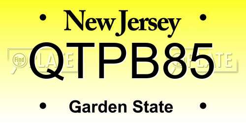 QTPB85 New Jersey License Plate