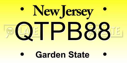 QTPB88 New Jersey License Plate