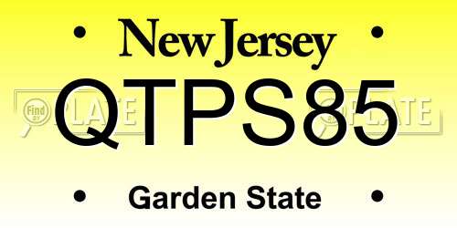 QTPS85 New Jersey License Plate