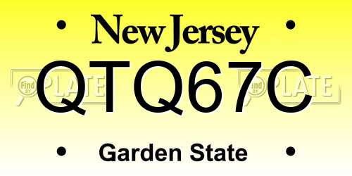 QTQ67C New Jersey License Plate