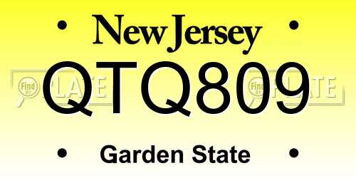 QTQ809 New Jersey License Plate