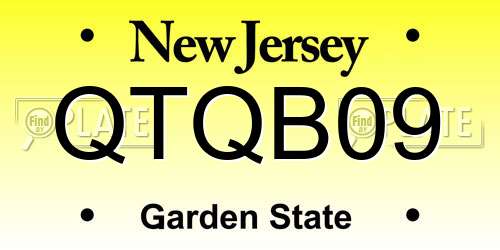 QTQB09 New Jersey License Plate
