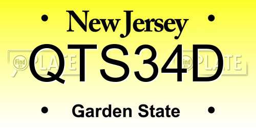 QTS34D New Jersey License Plate