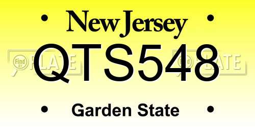QTS548 New Jersey License Plate