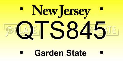 QTS845 New Jersey License Plate