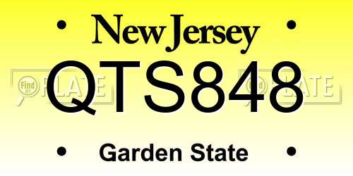 QTS848 New Jersey License Plate