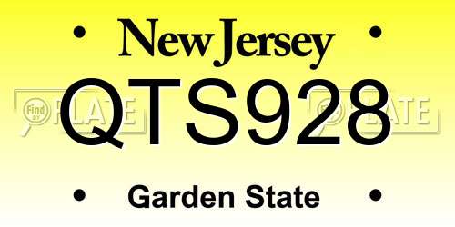QTS928 New Jersey License Plate
